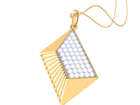 3D Printable Cad jewelry design of Lady diamond Pendant Model 3D