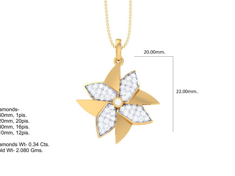 3D Printable Cad jewelry design of Lady diamond Pendant Modelo 3D
