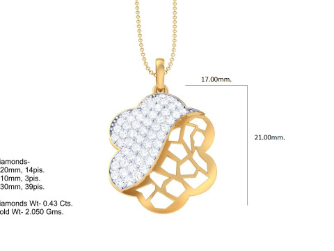 3D Printable Cad jewelry design of Lady diamond Pendant Model 3D