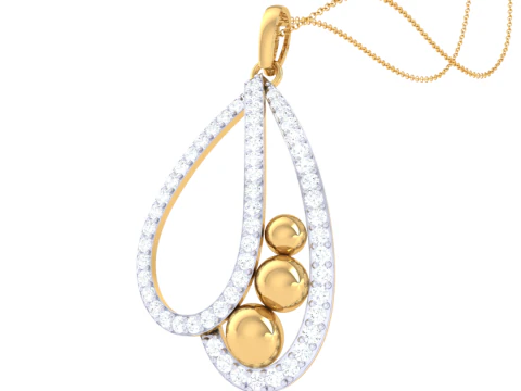 3D Printable Cad jewelry design of Lady diamond Pendant 3D Model
