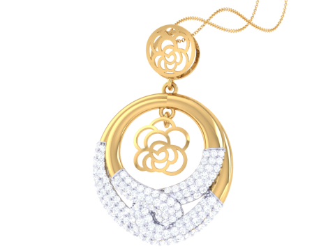 3D Printable Cad jewelry design of Lady diamond Pendant Modelo 3D