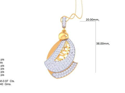 3D Printable Cad jewelry design of Lady diamond Pendant 3D Model