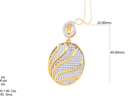 3D Printable Cad jewelry design of Lady diamond Pendant 3D Model
