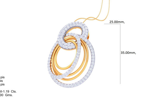 3D Printable Cad jewelry design of Lady diamond Pendant Modelo 3D