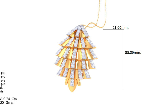 3D Printable Cad jewelry design of Lady diamond Pendant Modèle 3D