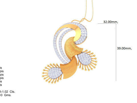 3D Printable Cad jewelry design of Lady diamond Pendant Model 3D