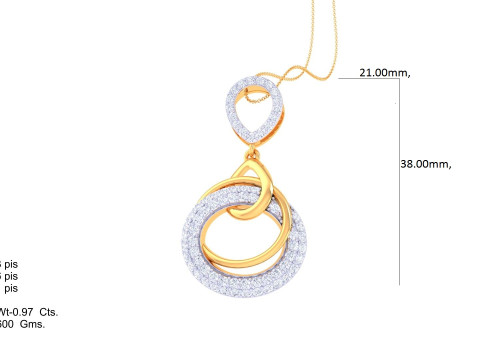 3D Printable Cad jewelry design of Lady diamond Pendant Modelo 3D