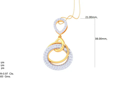 3D Printable Cad jewelry design of Lady diamond Pendant 3D Model