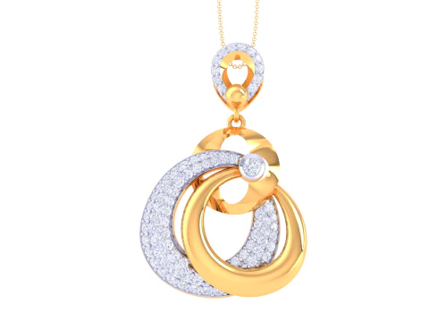 Design di gioielli Cad stampabile in 3D del pendente con diamanti Lady Modello 3D