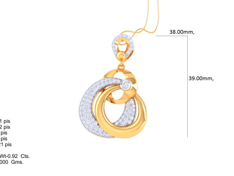3D Printable Cad jewelry design of Lady diamond Pendant Modelo 3D