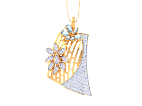 3D Printable Cad jewelry design of Lady diamond Pendant 3D Model