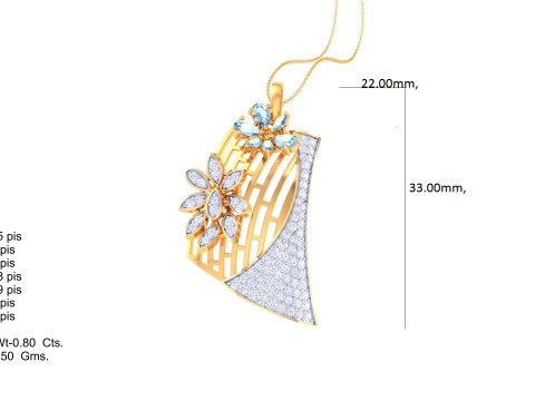3D Printable Cad jewelry design of Lady diamond Pendant 3D 모델