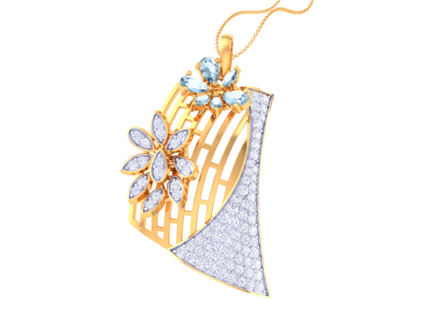3D Printable Cad jewelry design of Lady diamond Pendant 3D 모델