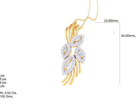 3D Printable Cad jewelry design of Lady diamond Pendant Modelo 3D