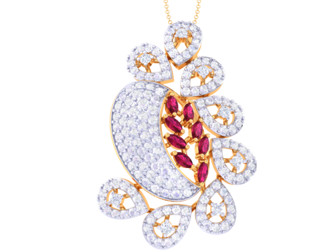 3D Printable Cad jewelry design of Lady diamond Pendant 3D Model