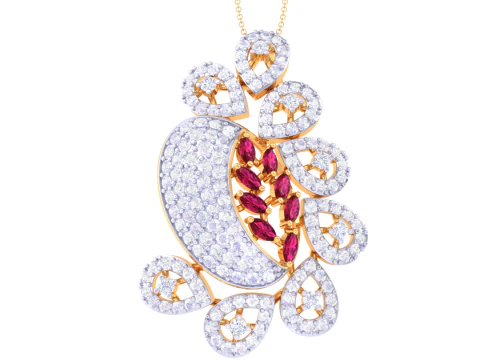 लेडी डायमंड पेंडेंट का 3डी प्रिंट करने योग्य कैड आभूषण डिजाइन 3D मॉडल