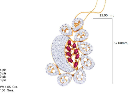 3D Printable Cad jewelry design of Lady diamond Pendant 3D Модель