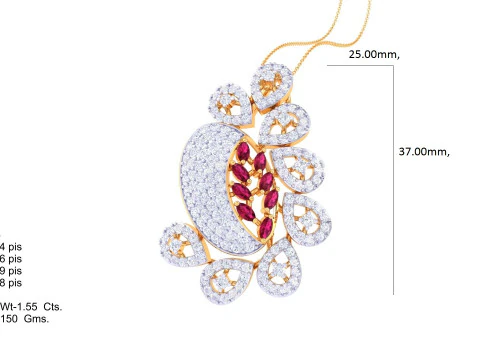 3D Printable Cad jewelry design of Lady diamond Pendant 3D Model