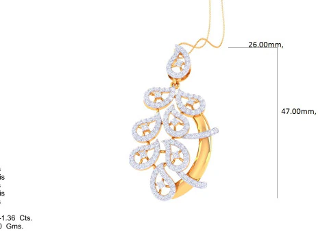 3D Printable Cad jewelry design of Lady diamond Pendant 3D Model