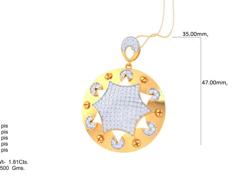 3D Printable Cad jewelry design of Lady diamond Pendant 3D Model
