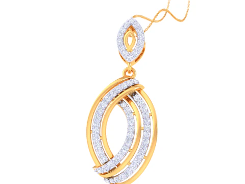 3D Printable Cad jewelry design of Lady diamond Pendant 3D Model
