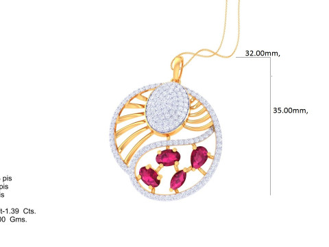 3D Printable Cad jewelry design of Lady diamond Pendant Modelo 3D