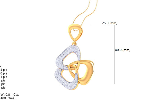 3D Printable Cad jewelry design of Lady diamond Pendant 3D Model