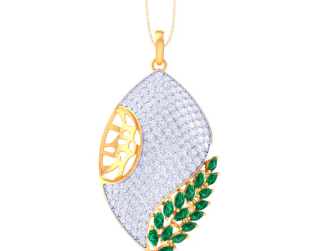 Design de joias Cad imprim&iacute;vel em 3D de pingente de diamante Lady Modelo 3D