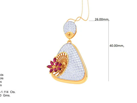 3D Printable Cad jewelry design of Lady diamond Pendant 3D Model