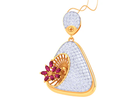 3D Printable Cad jewelry design of Lady diamond Pendant 3D Model