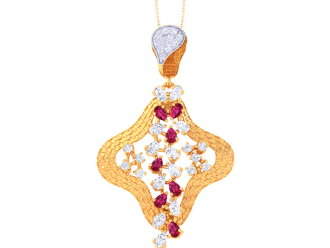 Design di gioielli Cad stampabile in 3D del pendente con diamanti Lady Modello 3D