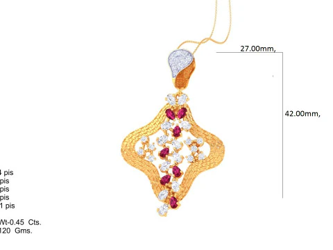 3D Printable Cad jewelry design of Lady diamond Pendant 3D Model