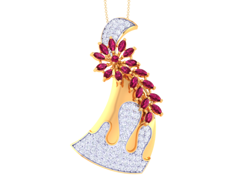 3D Printable Cad jewelry design of Lady diamond Pendant 3D 模型