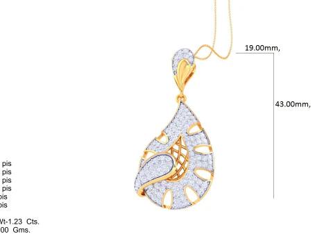 3D Printable Cad jewelry design of Lady diamond Pendant 3D Model