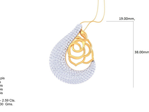 3D Printable Cad jewelry design of Lady diamond Pendant Modèle 3D