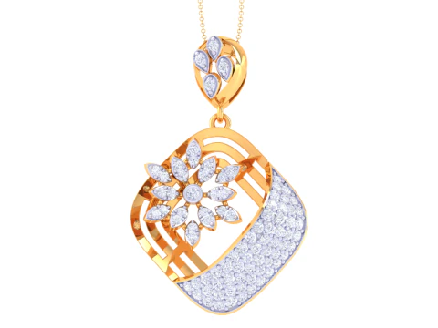 Lady pırlanta kolyenin 3D yazdırılabilir Cad takı tasarımı 3D Model