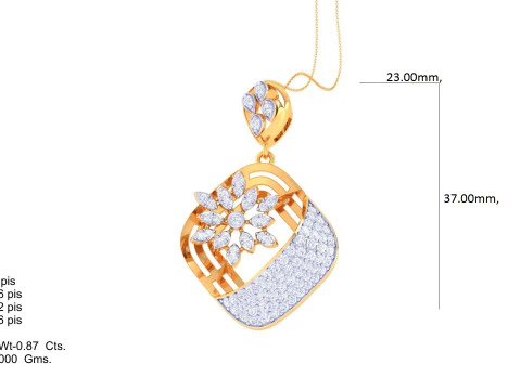 3D Printable Cad jewelry design of Lady diamond Pendant 3D Model