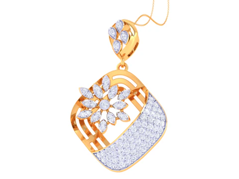 3D Printable Cad jewelry design of Lady diamond Pendant 3D Model
