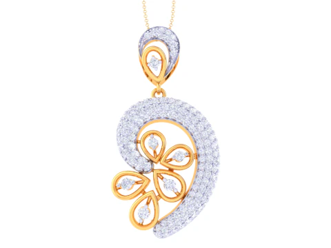 Design di gioielli Cad stampabile in 3D del pendente con diamanti Lady Modello 3D