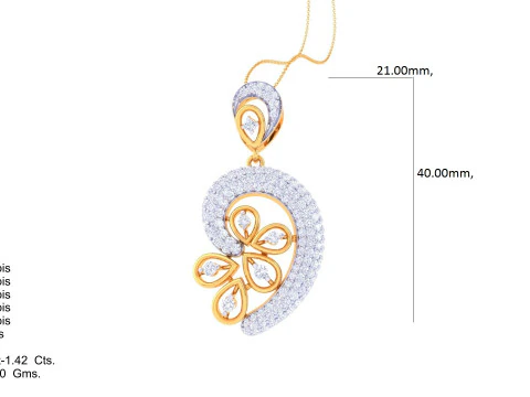 3D Printable Cad jewelry design of Lady diamond Pendant 3D Model