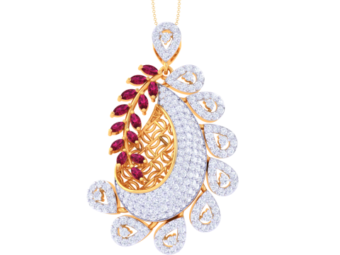 3D Printable Cad jewelry design of Lady diamond Pendant 3D Модель