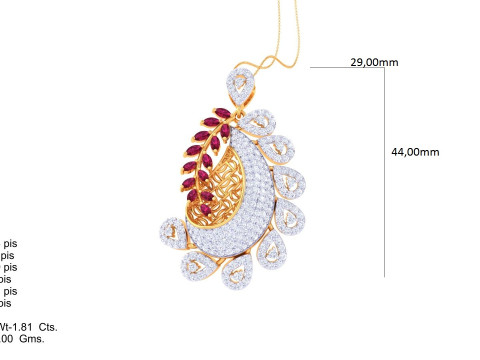 3D Printable Cad jewelry design of Lady diamond Pendant 3D 모델