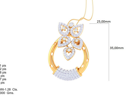 3D Printable Cad jewelry design of Lady diamond Pendant Modelo 3D