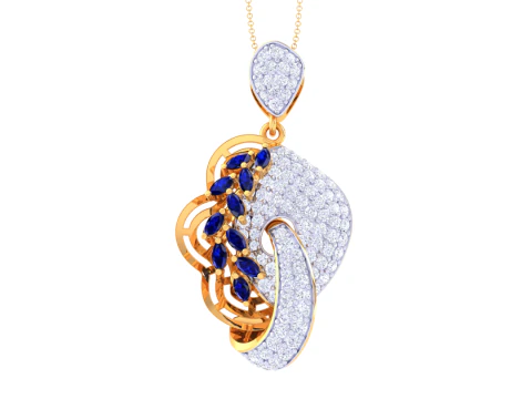 3D Printable Cad jewelry design of Lady diamond Pendant 3D Model