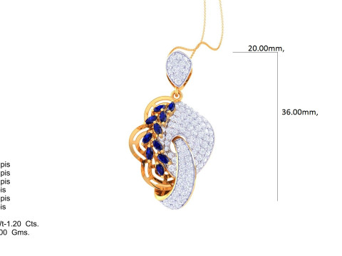 3D Printable Cad jewelry design of Lady diamond Pendant Modèle 3D