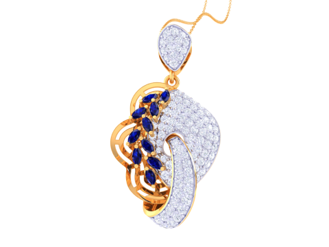 3D Printable Cad jewelry design of Lady diamond Pendant Modèle 3D