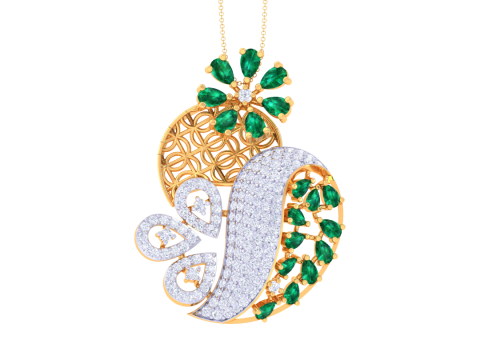 3D Printable Cad jewelry design of Lady diamond Pendant Model 3D