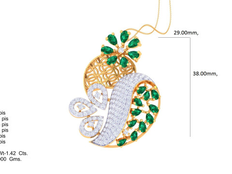 3D Printable Cad jewelry design of Lady diamond Pendant 3Dモデル