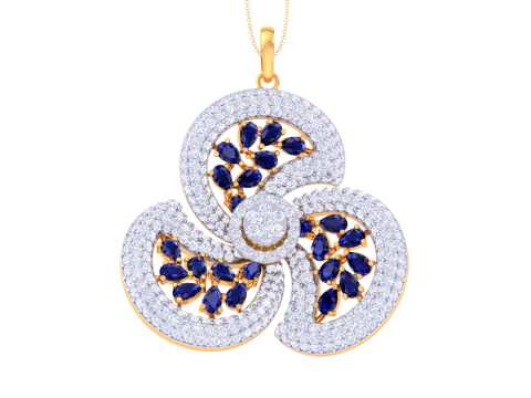 3D Printable Cad jewelry design of Lady diamond Pendant 3D Model