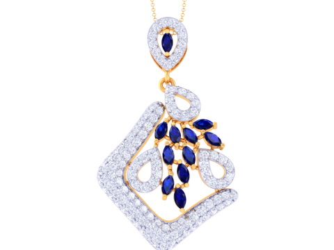 3D Printable Cad jewelry design of Lady diamond Pendant Modelo 3D
